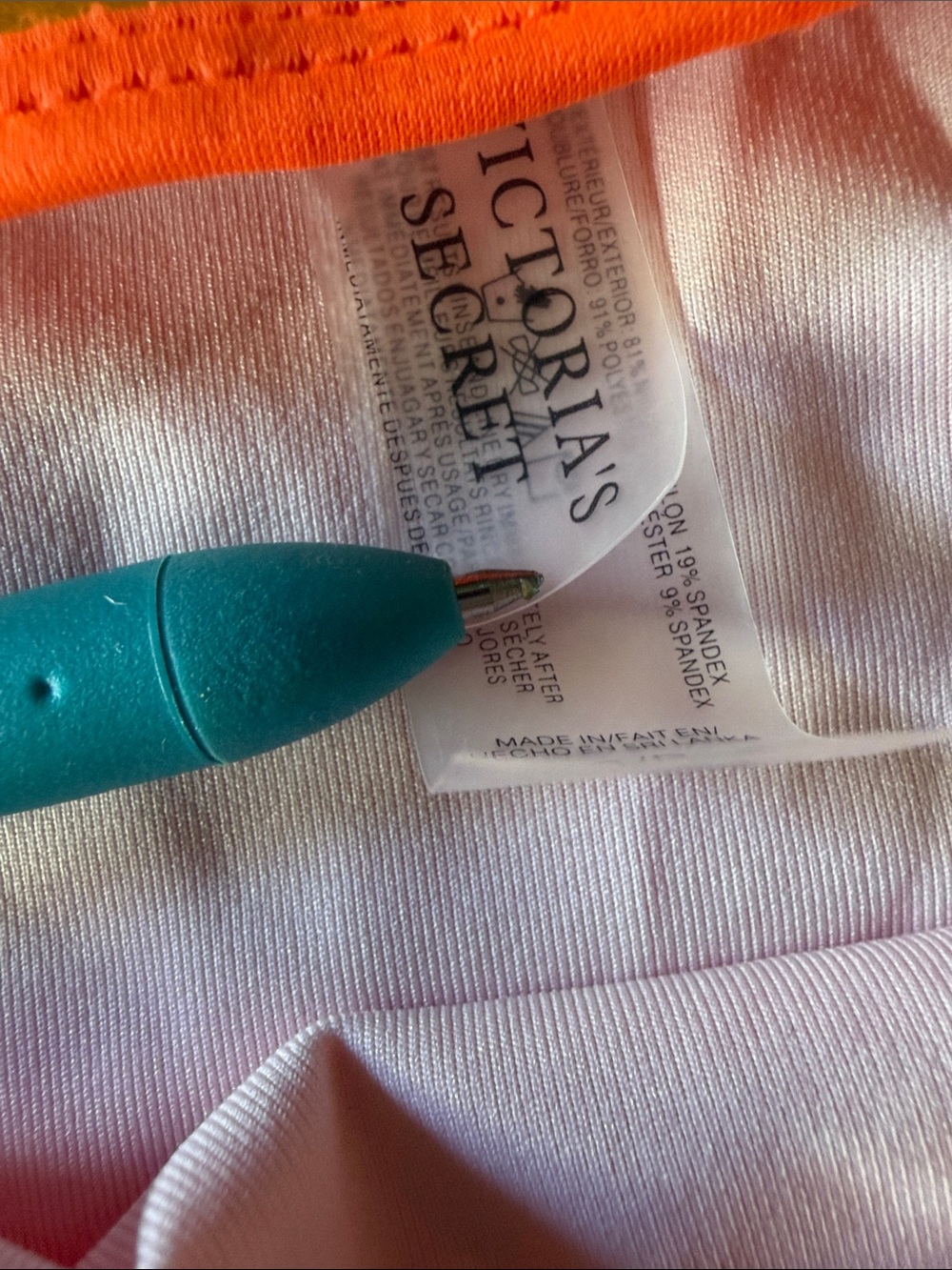 Victoria's Secret Neon Orange and Teal Bikini Top - Picture 2 of 3